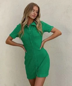 Vacancy Supply Daylight Terry Mini Dress - Jade Green 7 Vacancy Supply Daylight Terry Mini Dress - Jade Green