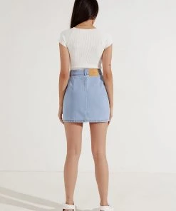 Afends Street Life Hemp Denim Skirt - Stone Blue New & Most Loved