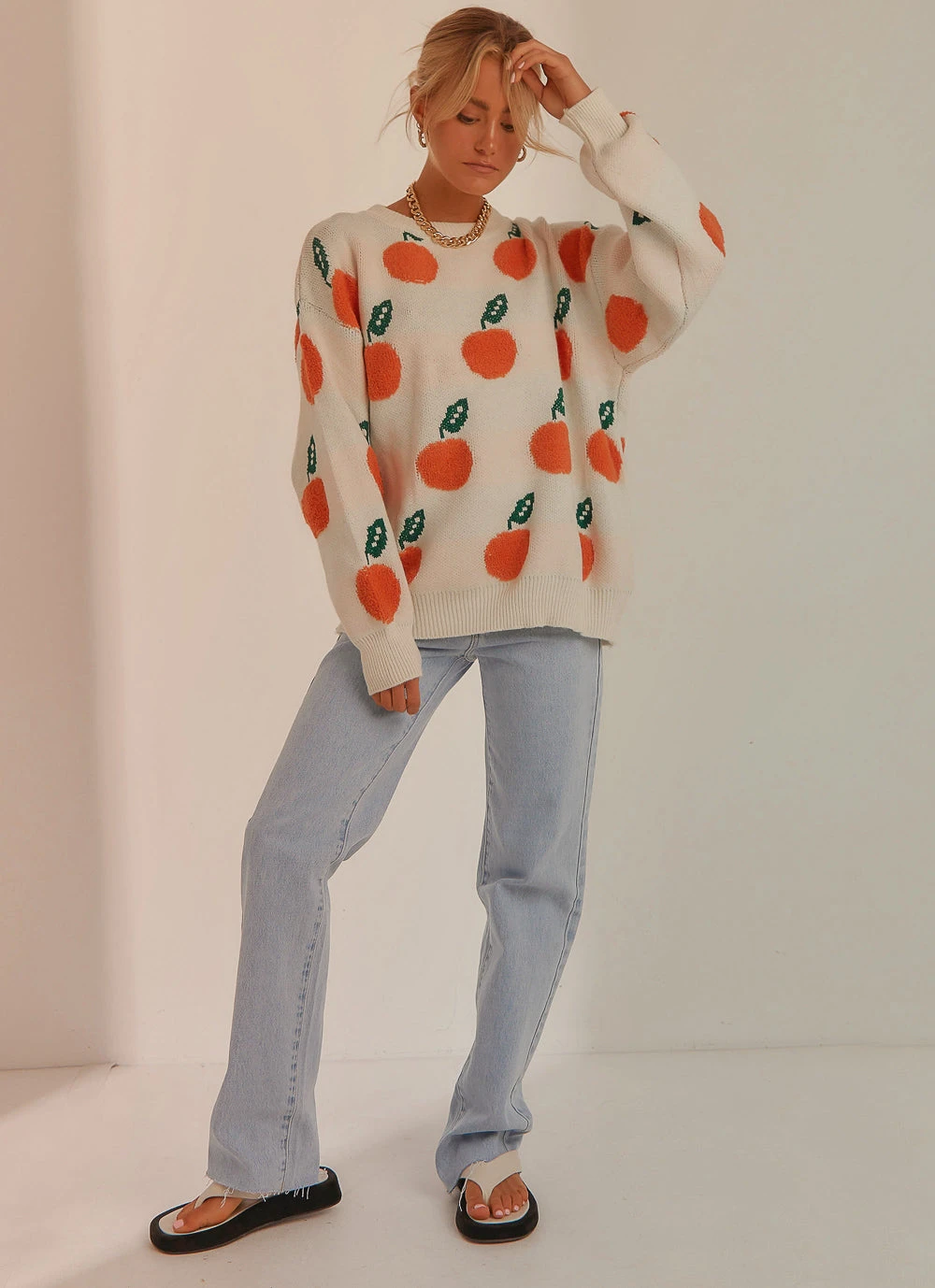 Peppermayo New & Most Loved Pick Me First Knit Sweater - Orange Print 4 Peppermayo New & Most Loved Pick Me First Knit Sweater - Orange Print