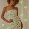 Peppermayo Exclusive Hariette Tube Linen Mini Dress - Green Wild Poppies New & Most Loved