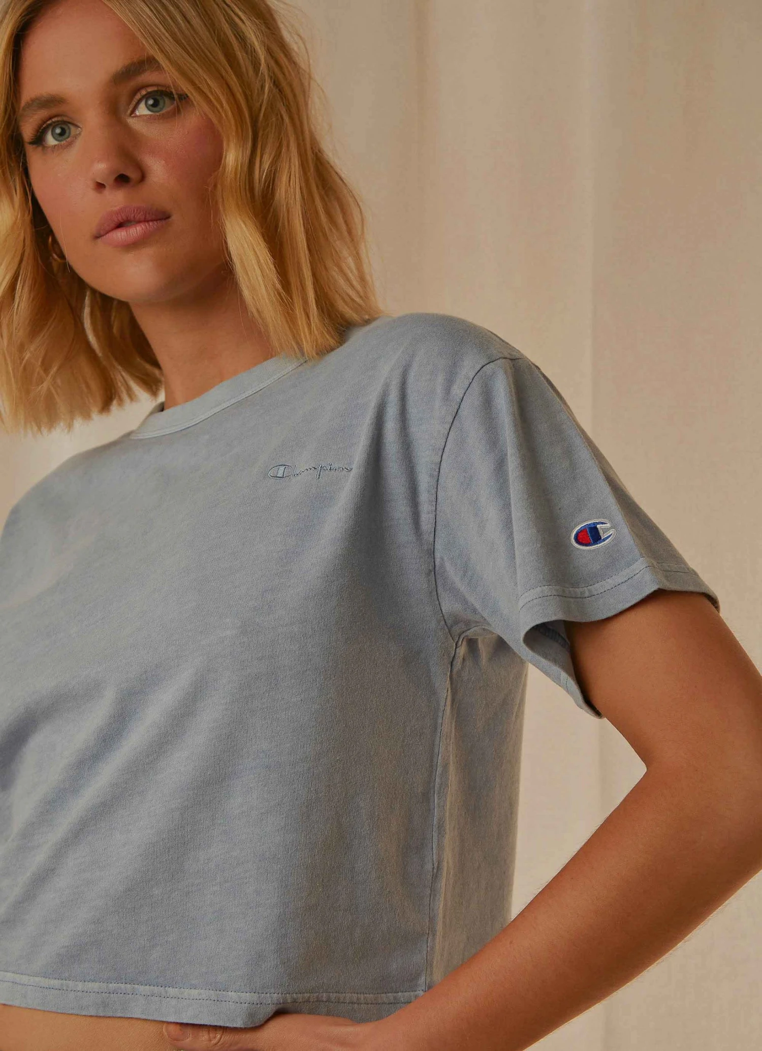 Champion New & Most Loved Vintage Dye Crop Tee - Wildflower Blue 2 Champion New & Most Loved Vintage Dye Crop Tee - Wildflower Blue