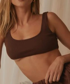 Peppermayo Exclusive New & Most Loved Girls Revolution Crop Singlet - Choc Brown