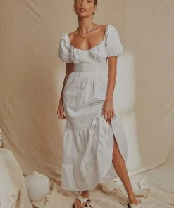 National Breast Cancer Foundation X Peppermayo Europe Local Linen Maxi Dress - White 9 National Breast Cancer Foundation X Peppermayo Europe Local Linen Maxi Dress - White