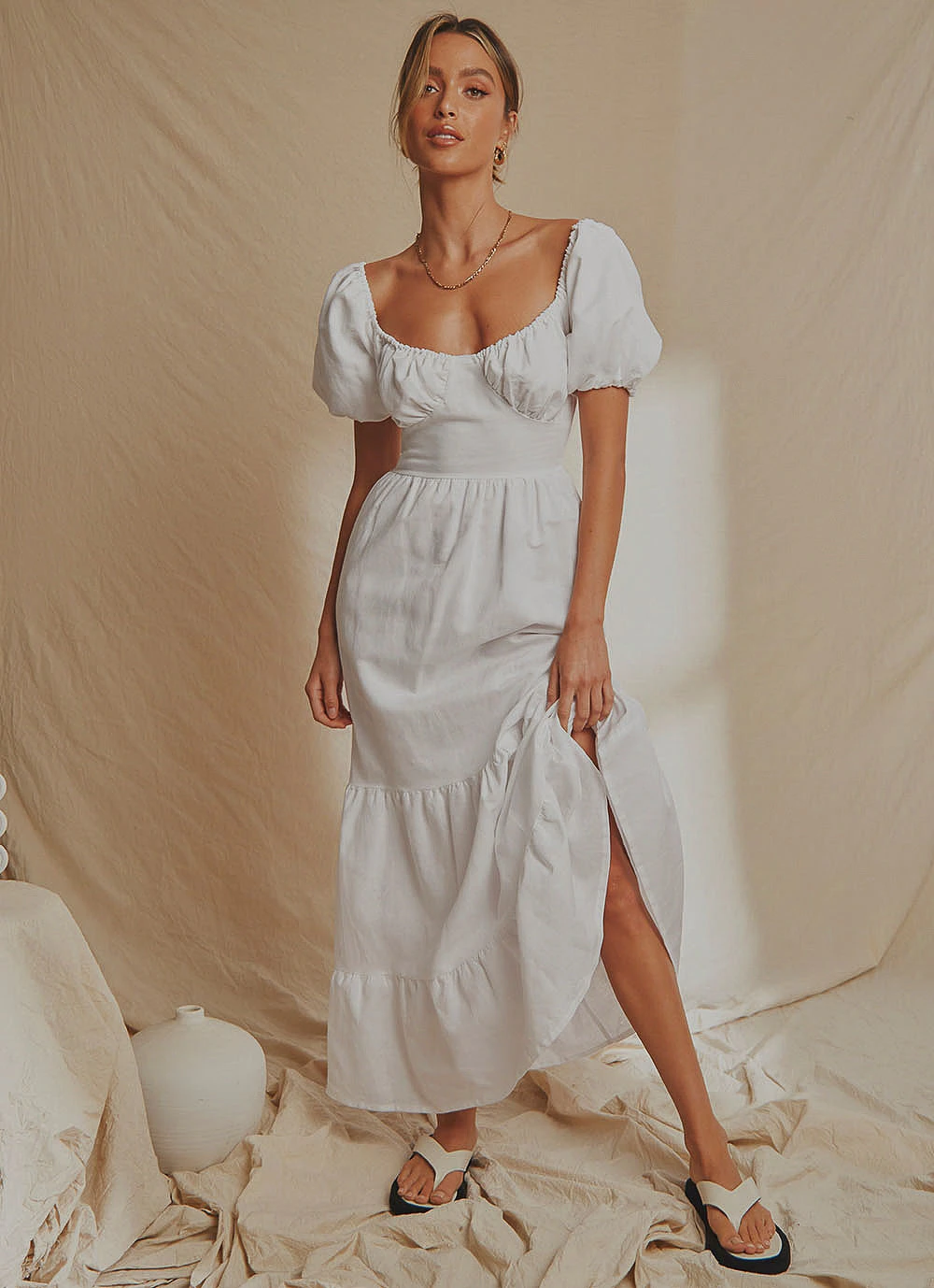 National Breast Cancer Foundation X Peppermayo Europe Local Linen Maxi Dress - White 4 National Breast Cancer Foundation X Peppermayo Europe Local Linen Maxi Dress - White