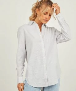 Nude Lucy Nude Classic Shirt - Grey Stripe New & Most Loved