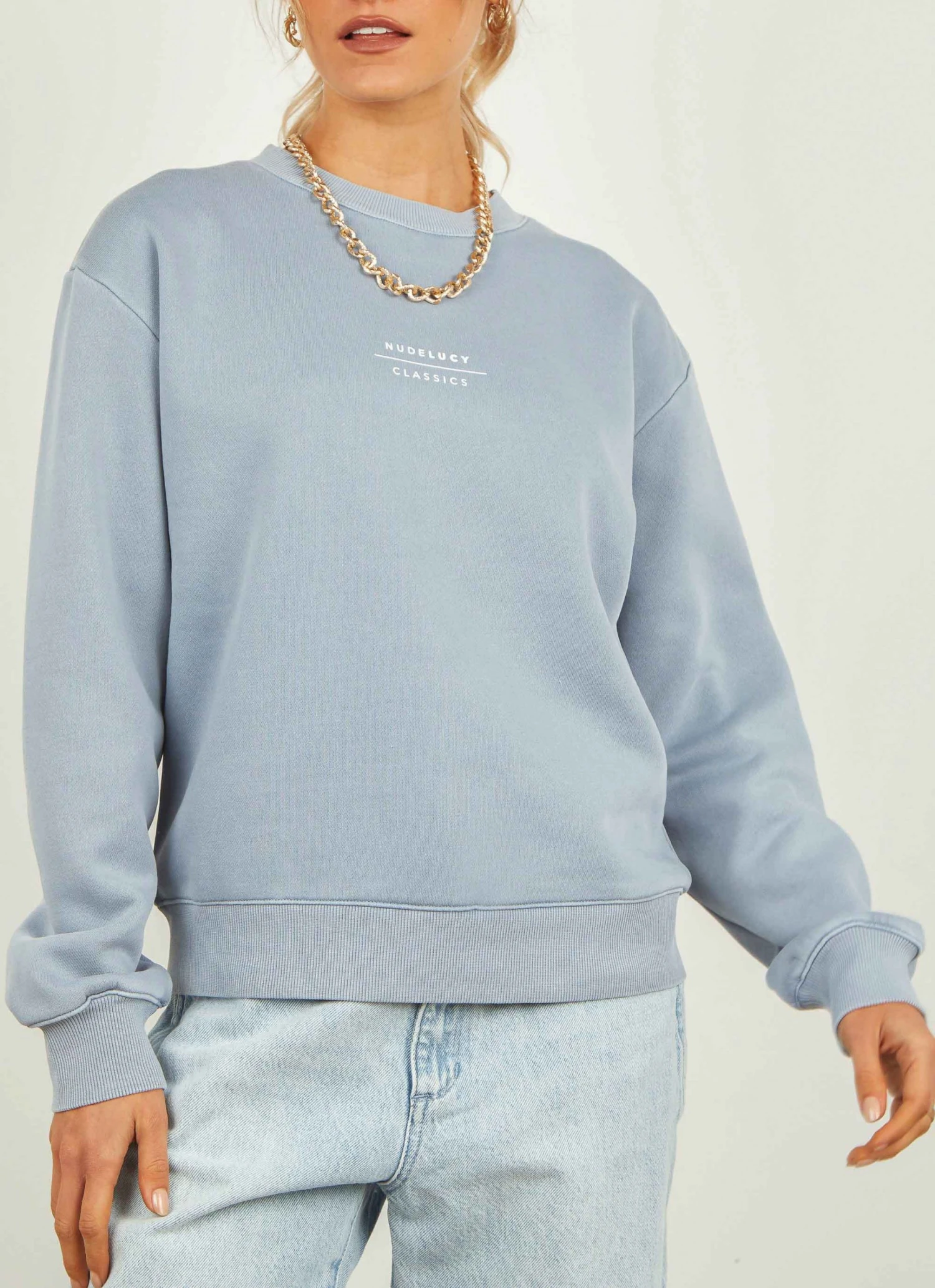 Nude Lucy Nude Classics Slogan Sweat - Denim Blue New & Most Loved 1 Nude Lucy Nude Classics Slogan Sweat - Denim Blue New & Most Loved