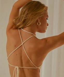 Peppermayo Exclusive New & Most Loved Cancun Crochet Halter Top - Coconut