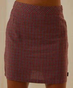 Afends New & Most Loved Highland Check Mini Skirt - Red 9 Afends New & Most Loved Highland Check Mini Skirt - Red
