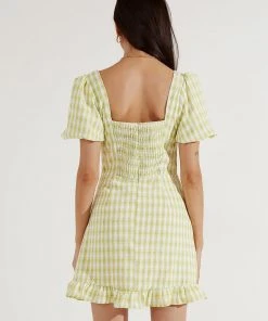 Peppermayo Out In Italy Mini Dress - Green Gingham New & Most Loved 9 Peppermayo Out In Italy Mini Dress - Green Gingham New & Most Loved