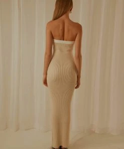 Peppermayo Exclusive Hazey Knit Midi Dress - Beige New & Most Loved