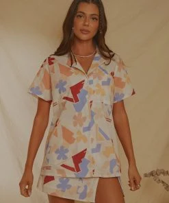 Peppermayo Exclusive Sunset Aperitivo Shirt - Abstract Resort New & Most Loved