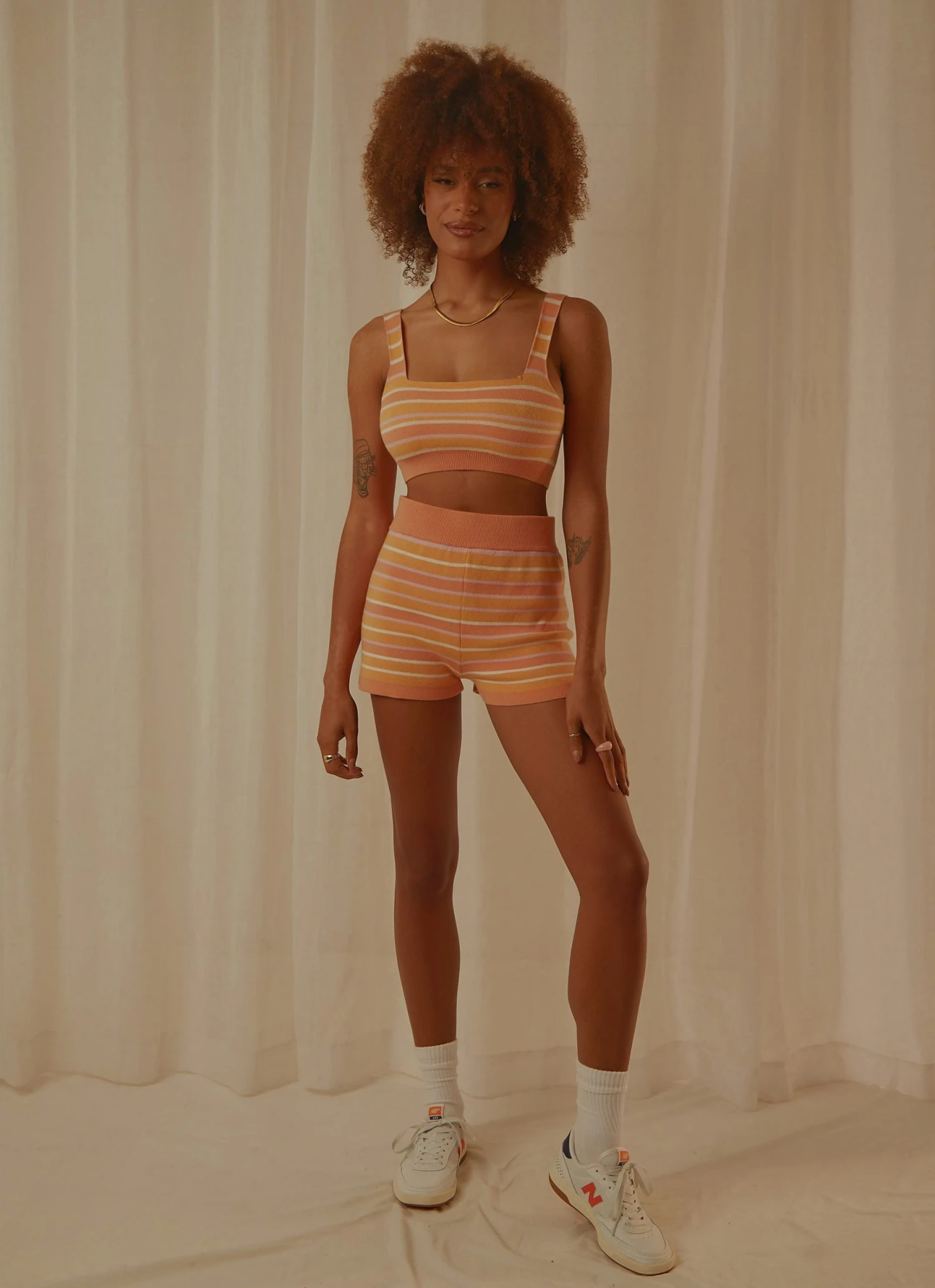 Peppermayo Exclusive New & Most Loved Love Train Knit Crop - Peach Multi Stripe 4 Peppermayo Exclusive New & Most Loved Love Train Knit Crop - Peach Multi Stripe