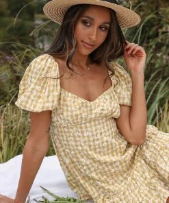 Peppermayo New Dresses Riverside Gingham Mini Dress - Yellow