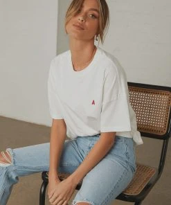 Abrand A Oversized Vintage Tee - White Sand New & Most Loved