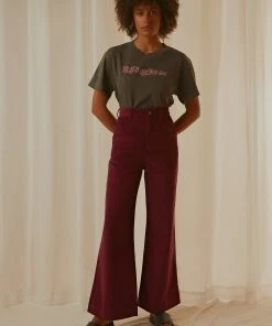 Afends New & Most Loved Maisie Hemp Corduroy Flared Pant - Wine 10 Afends New & Most Loved Maisie Hemp Corduroy Flared Pant - Wine