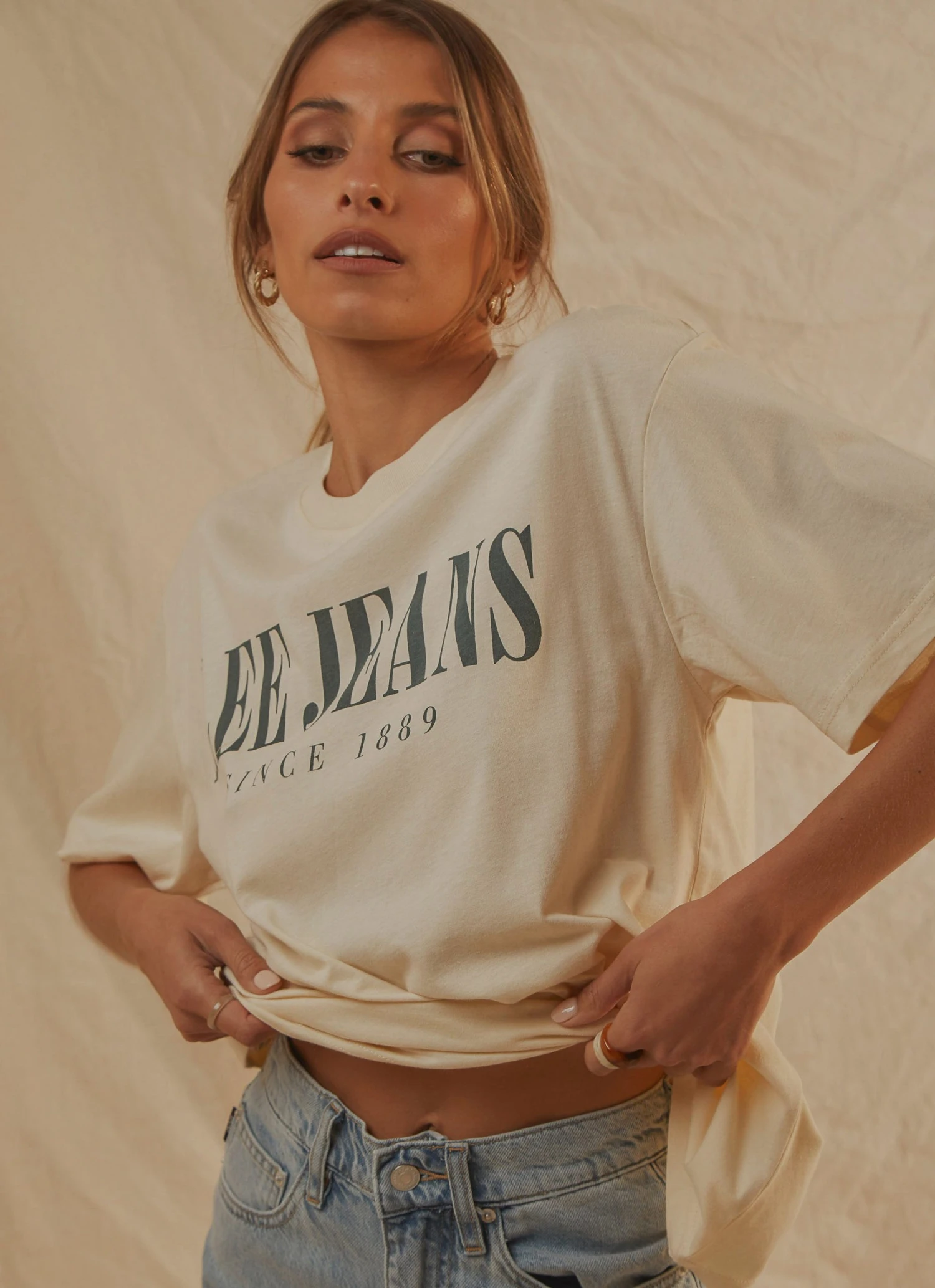 Lee Baggy Tee - Ecru New & Most Loved 2 Lee Baggy Tee - Ecru New & Most Loved