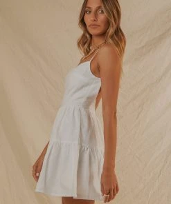 Peppermayo Exclusive Love Signs Linen Mini Dress - White New & Most Loved