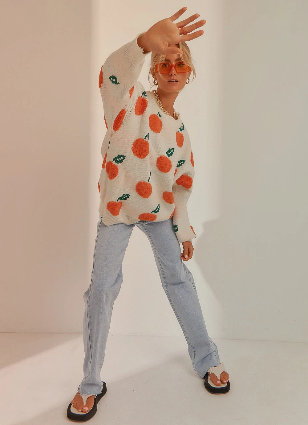 Peppermayo New & Most Loved Pick Me First Knit Sweater - Orange Print 2 Peppermayo New & Most Loved Pick Me First Knit Sweater - Orange Print