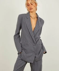 Nude Lucy Finley Pinstripe Blazer - Navy Pinstripe