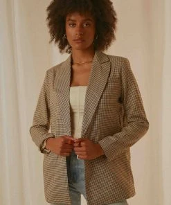 4th & Reckless Kiva Blazer - Brown Check New & Most Loved 7 4th & Reckless Kiva Blazer - Brown Check New & Most Loved