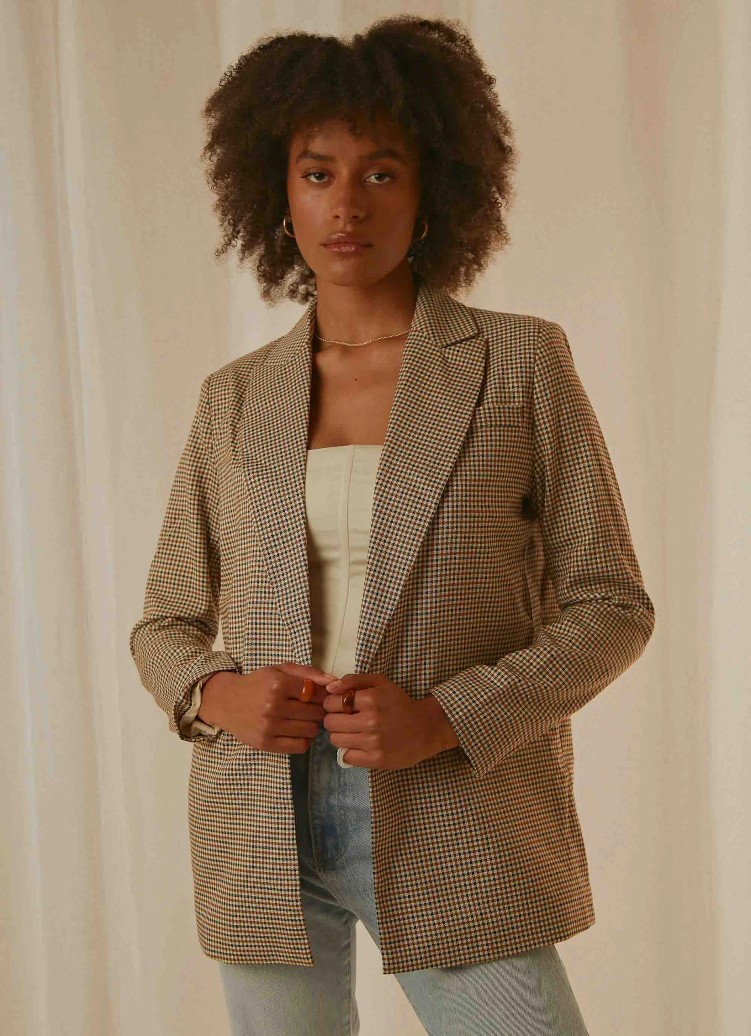 4th & Reckless Kiva Blazer - Brown Check New & Most Loved 3 4th & Reckless Kiva Blazer - Brown Check New & Most Loved