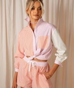 Peppermayo Exclusive Saturday Sun Stripe Shirt - Sherbert Stripe New & Most Loved