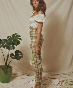 Peppermayo New & Most Loved Go On Tour Plaid Pants - Green