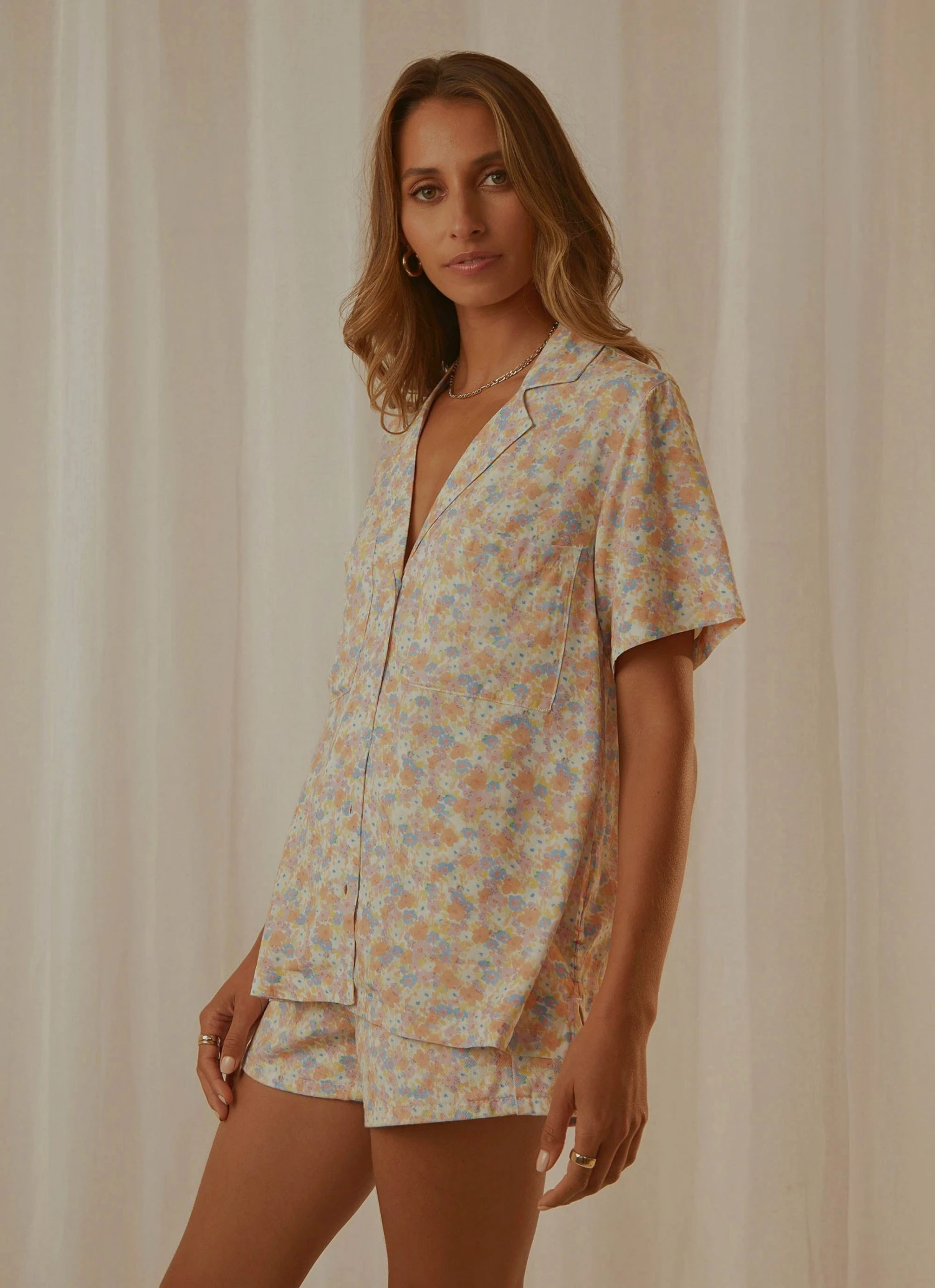 Cools Club New & Most Loved Safari Shirt - Peach Floral 3 Cools Club New & Most Loved Safari Shirt - Peach Floral