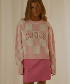Cools Club New & Most Loved College Knit - Pink Checkerboard 7 Cools Club New & Most Loved College Knit - Pink Checkerboard