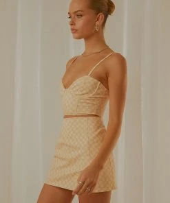 Peppermayo Exclusive Sunday Girl Bustier Crop - Neutral Check 8 Peppermayo Exclusive Sunday Girl Bustier Crop - Neutral Check
