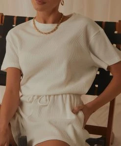 Peppermayo Exclusive Girls Weekend Waffle Tee - White