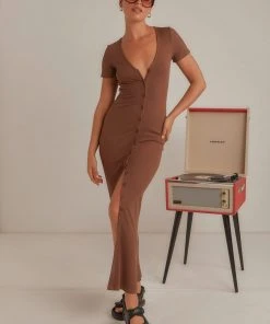 Peppermayo Sliding Doors Midi Dress - Choc Brown