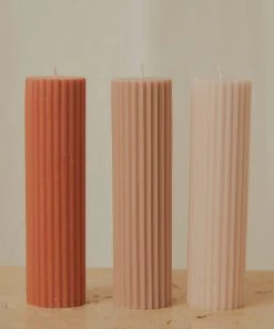 Candle Co New & Most Loved Moreton Eco Fluted Pillar - Latte 5 Candle Co New & Most Loved Moreton Eco Fluted Pillar - Latte