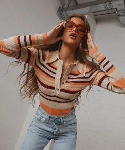 Peppermayo 70s Nights Bodysuit - Orange Stripe New Tops