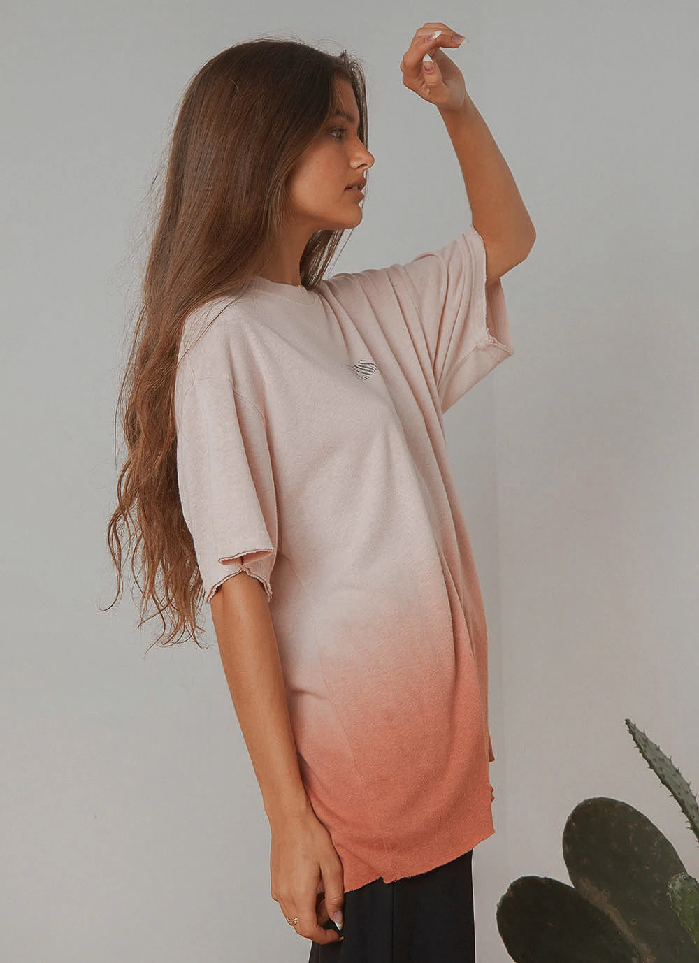 Afends Courtney Love Hemp Oversized Tee - Ash Pink Dip Dye 4 Afends Courtney Love Hemp Oversized Tee - Ash Pink Dip Dye