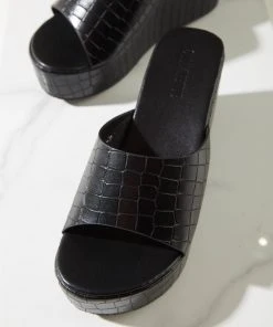 Cult Avenue Villa Playa Mule Heel - Black Croc New & Most Loved