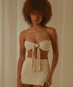 Peppermayo Exclusive New & Most Loved Salty Hair Crochet Crop - Ivory