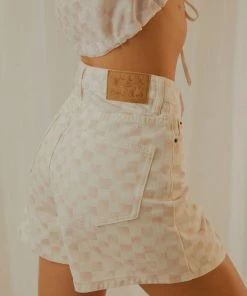 Cools Club Jean Short - Pink Checker New & Most Loved