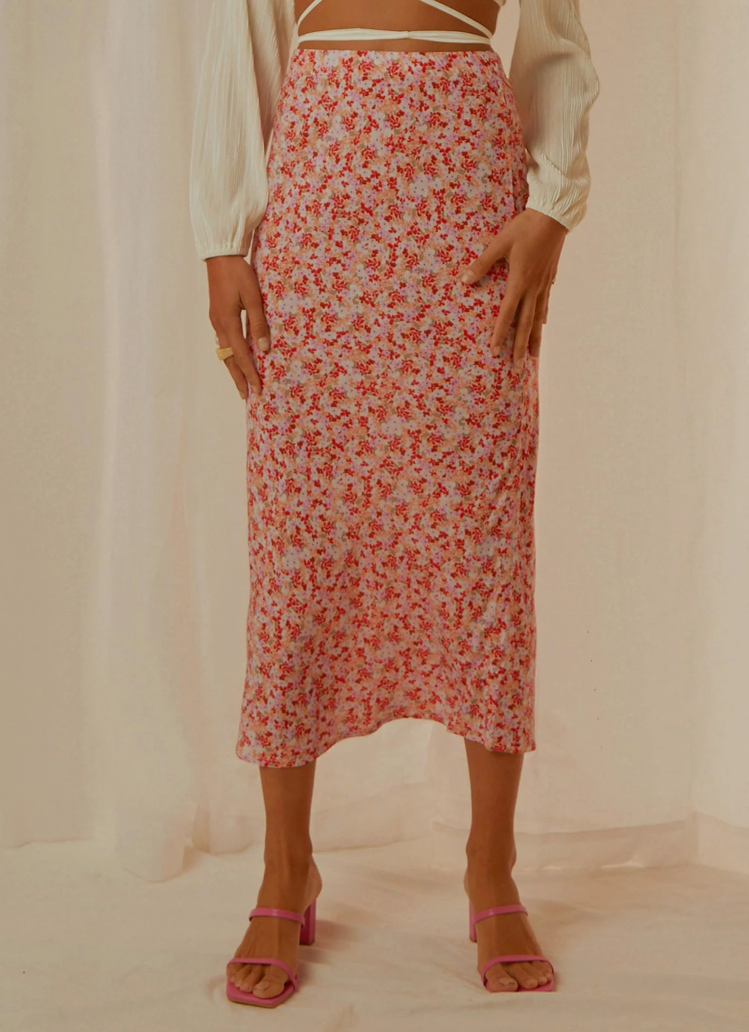 Cools Club New & Most Loved Slip Midi Skirt - Micro Floral 4 Cools Club New & Most Loved Slip Midi Skirt - Micro Floral