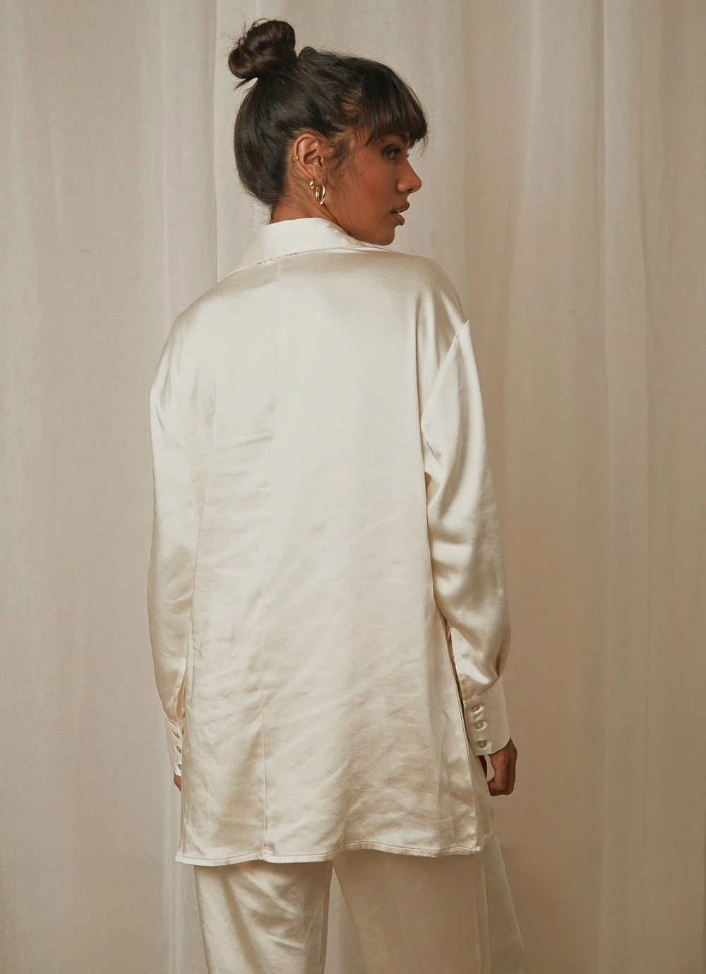 4th & Reckless Leo Shirt - Cream Satin New Tops 5 4th & Reckless Leo Shirt - Cream Satin New Tops