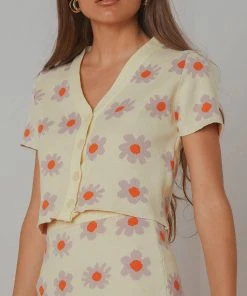 Peppermayo New Tops Free Spirit Knit Crop - Yellow