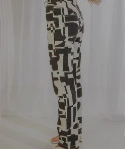 Peppermayo Exclusive Electric Avenue Pants - Black And White Geo 9 Peppermayo Exclusive Electric Avenue Pants - Black And White Geo