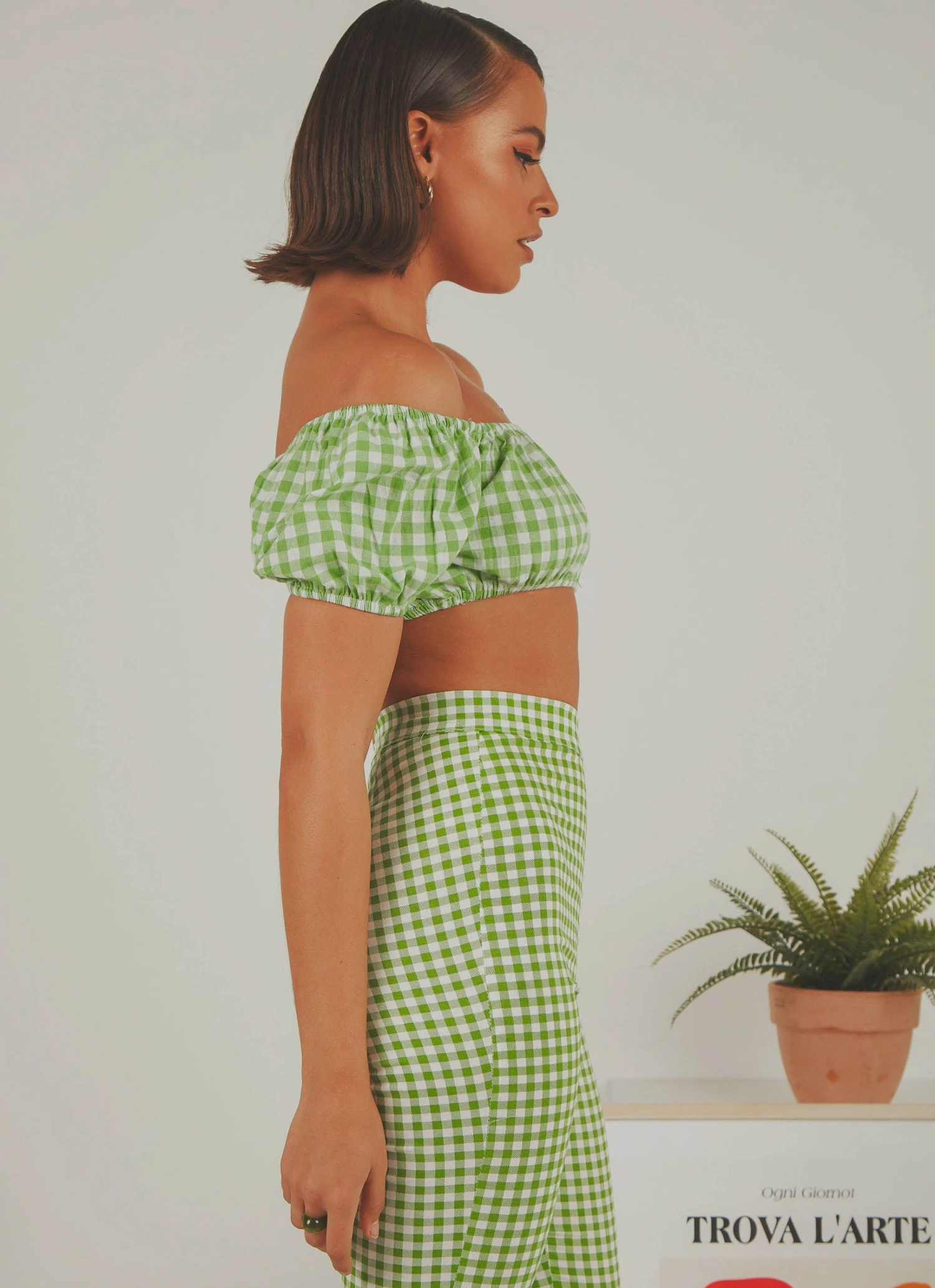 Peppermayo Exclusive Les Deux Crop Top - Green Gingham New & Most Loved 5 Peppermayo Exclusive Les Deux Crop Top - Green Gingham New & Most Loved