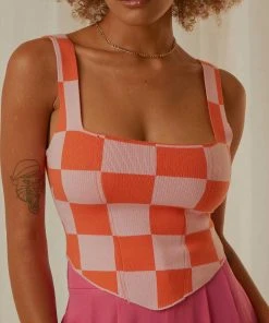 Peppermayo Exclusive New & Most Loved Alfresco Nights Bustier Top - Pink Check