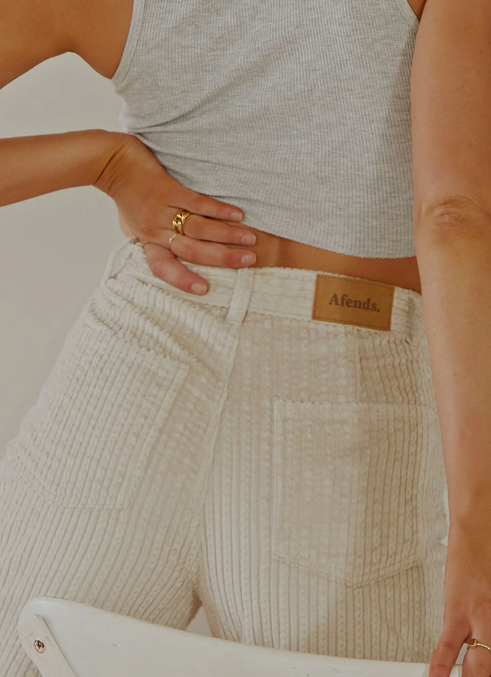 Afends New Bottoms Shelby Corduroy High Waist Wide Leg Pant - Moonbeam 4 Afends New Bottoms Shelby Corduroy High Waist Wide Leg Pant - Moonbeam