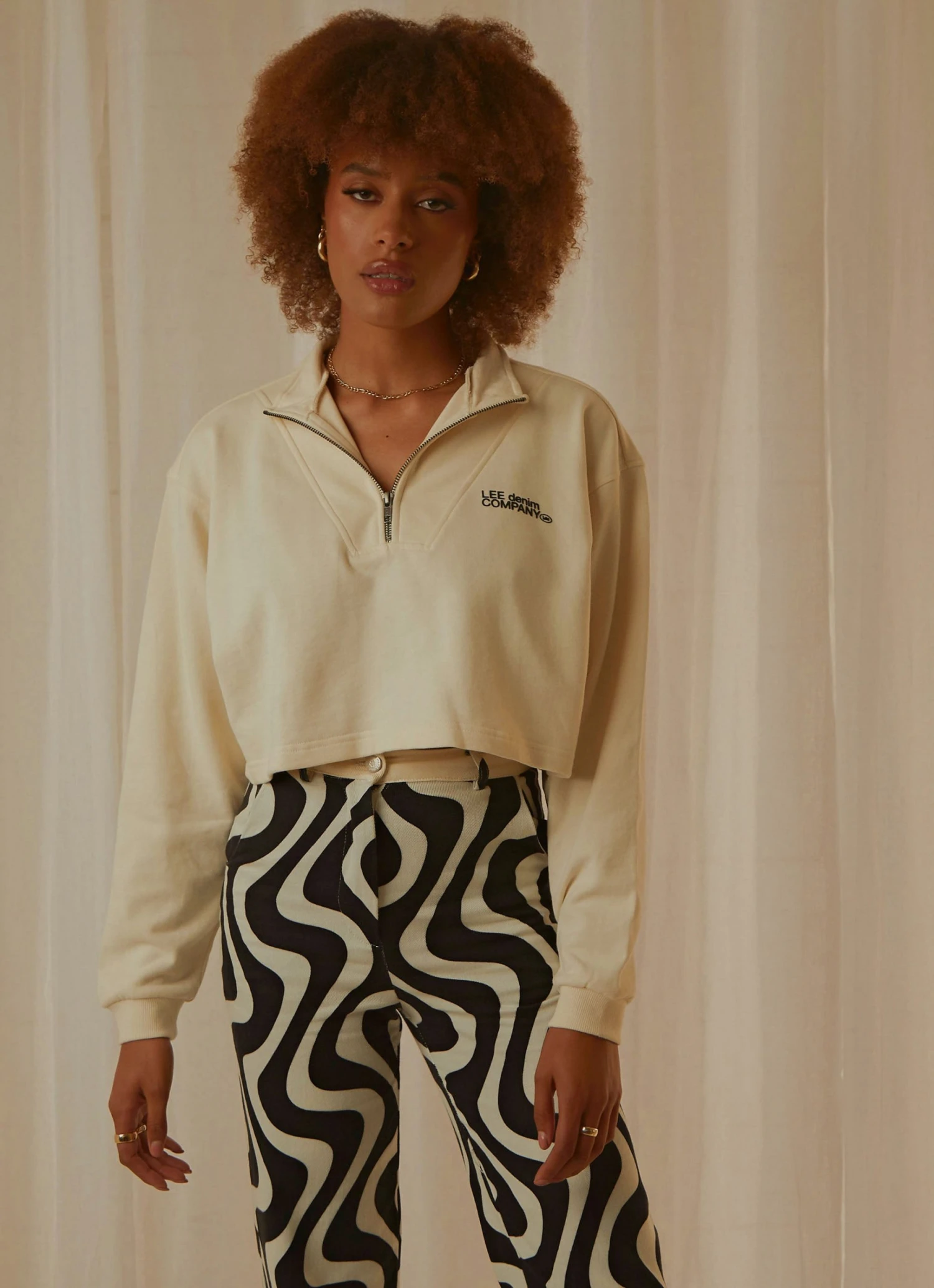 Lee Half Zip Crop - Vanilla 3 Lee Half Zip Crop - Vanilla