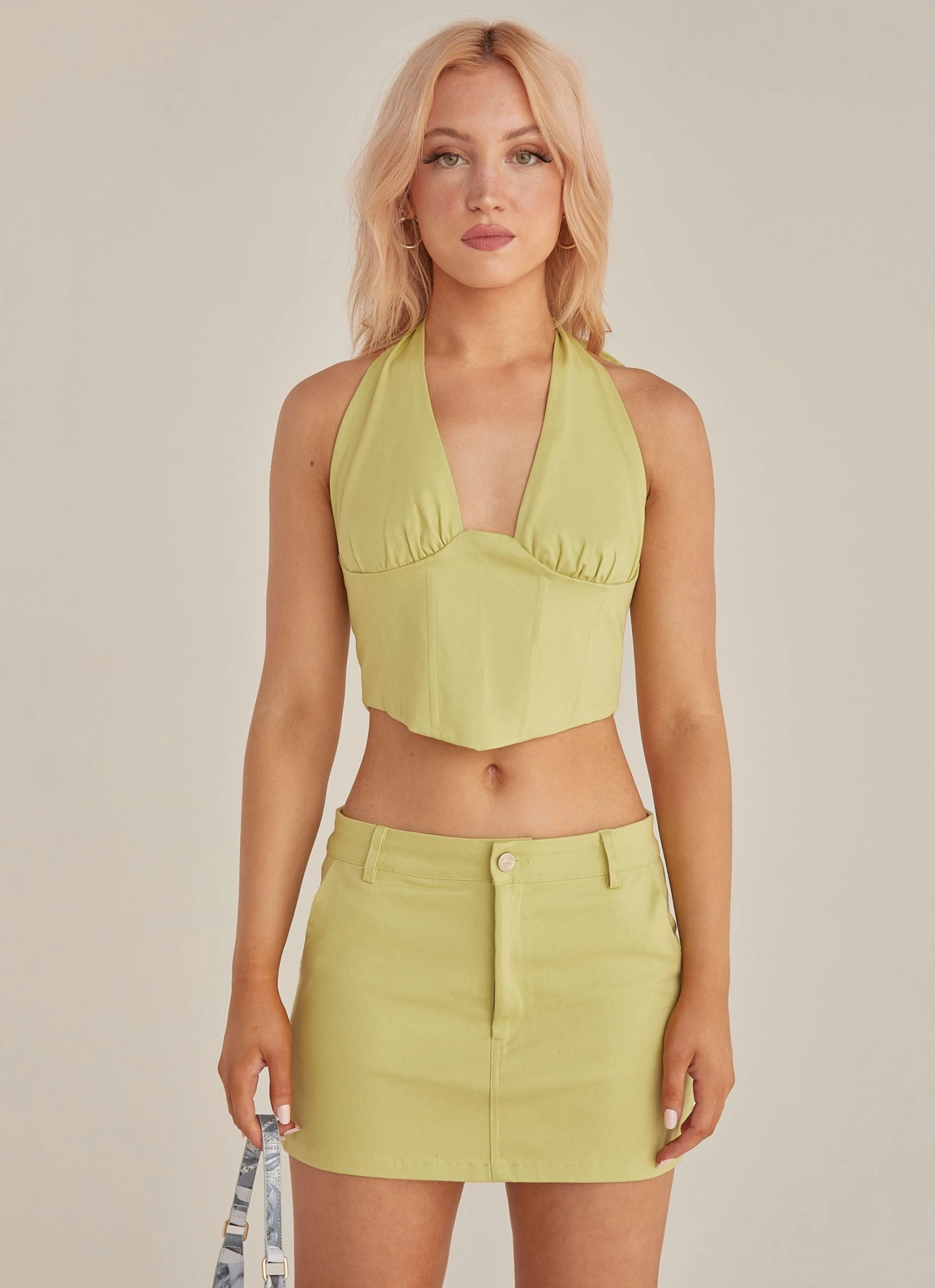 Riley Hubatka X Peppermayo Destination Bustier Drill Top - Sage 1 Riley Hubatka X Peppermayo Destination Bustier Drill Top - Sage