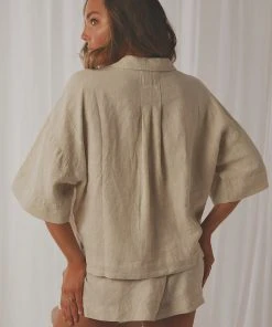 Nude Lucy Nude Linen Lounge Shirt - Natural New Tops 17 Nude Lucy Nude Linen Lounge Shirt - Natural New Tops