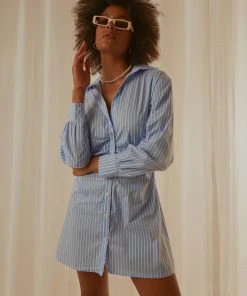 Peppermayo Exclusive Solana Shirt Dress - Blue Stripe