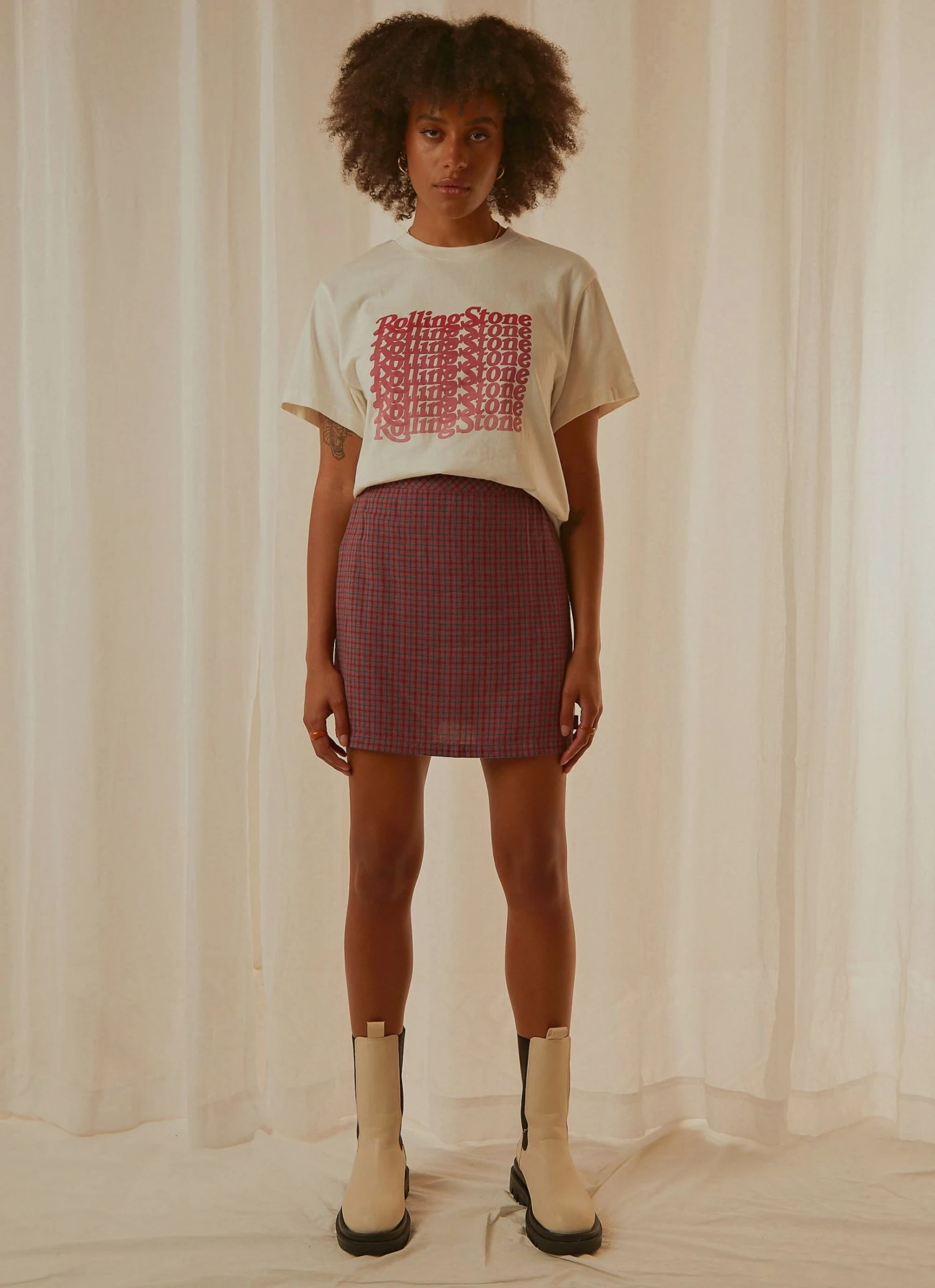 Afends New & Most Loved Highland Check Mini Skirt - Red 3 Afends New & Most Loved Highland Check Mini Skirt - Red